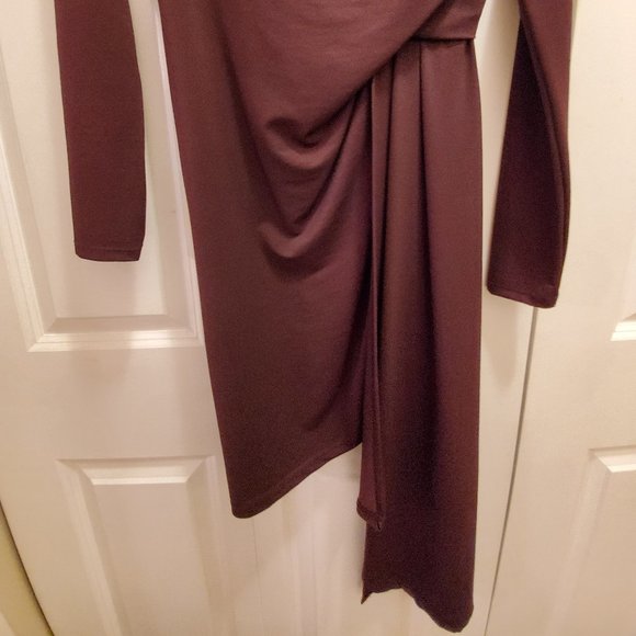NEW - TOPSHOP Asymmetric Eggplant Crepe Drape Dress - 4 - Picture 7 of 9